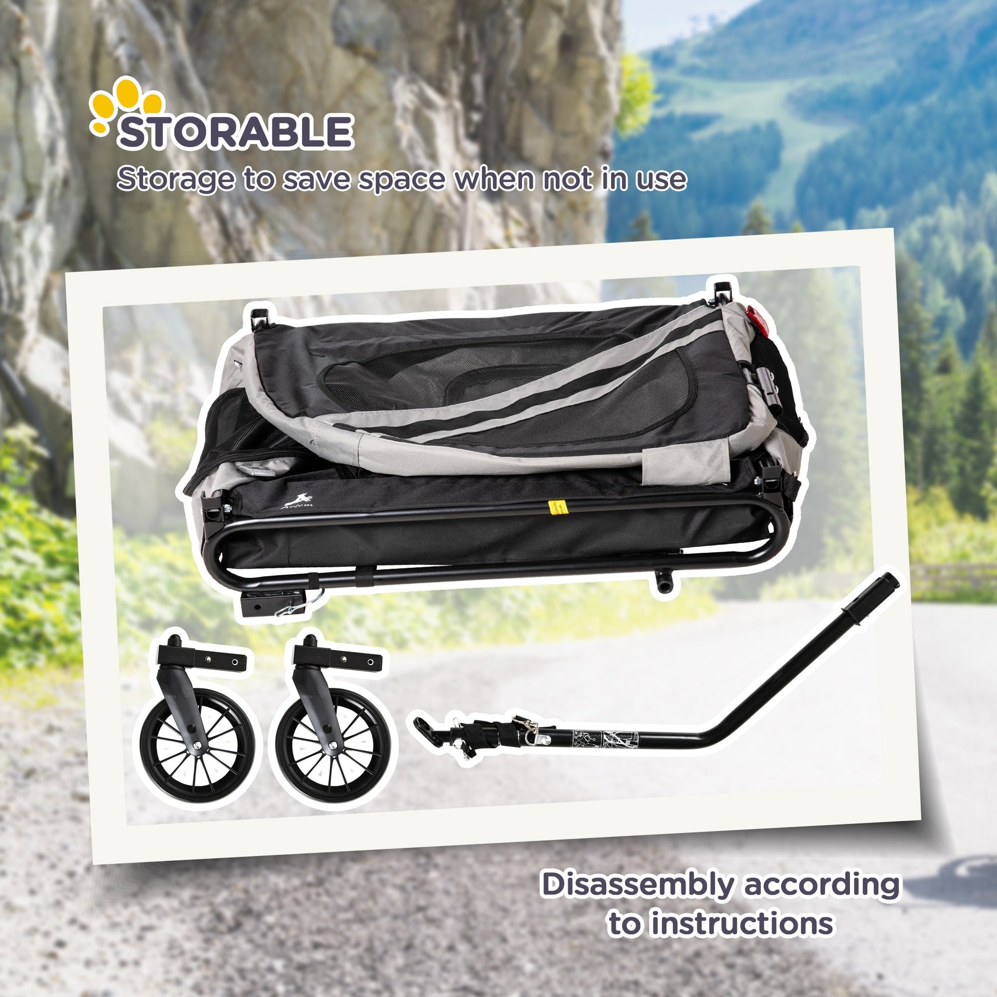 KFX-5118269 2-in-1 Pet Bike Trailer and Stroller for Small Dogs, Weather-Resistant with Safety Features