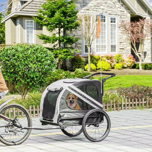 KFX-5118269 2-in-1 Pet Bike Trailer and Stroller for Small Dogs, Weather-Resistant with Safety Features