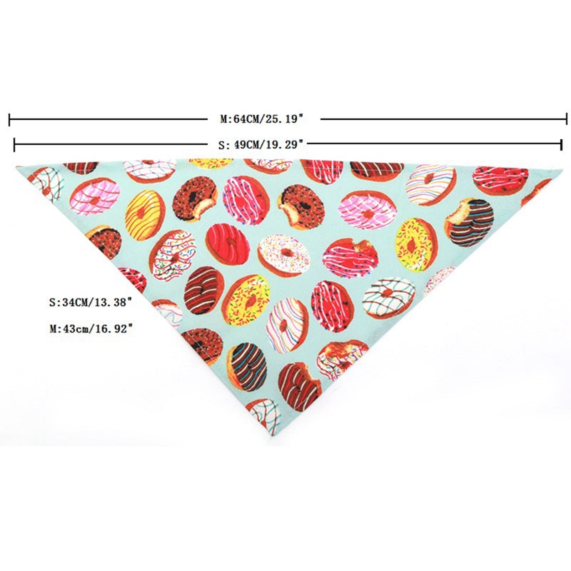 KFX-5120189 Summer Donut Triangle Scarf for Pets - Soft Cotton Fabric, Machine Washable, Ideal for Daily Wear and Outdoor Activities