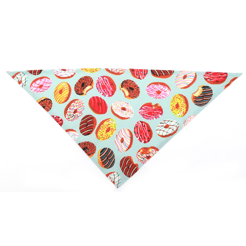 KFX-5120189 Summer Donut Triangle Scarf for Pets - Soft Cotton Fabric, Machine Washable, Ideal for Daily Wear and Outdoor Activities