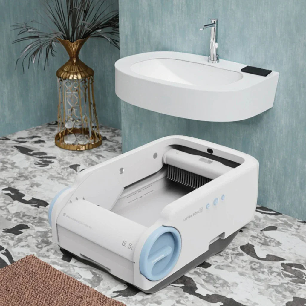 KFX-512019 Lightweight Automatic Cat Litter Box with APP Control, Anti-Odor Features, and Easy Clean Design