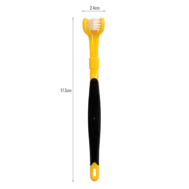 KFX-5120445 Three-Headed Pet Toothbrush for Effective Oral Cleaning - Grass Green, Dark Green, Yellow-Black, Blue-Red, Orange