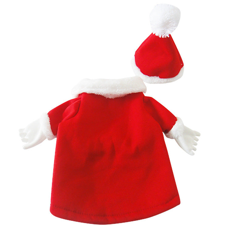 KFX-5120957 Three-Dimensional Christmas Suit for Pets with Hat - Festive Fleece and Velvet Outfit