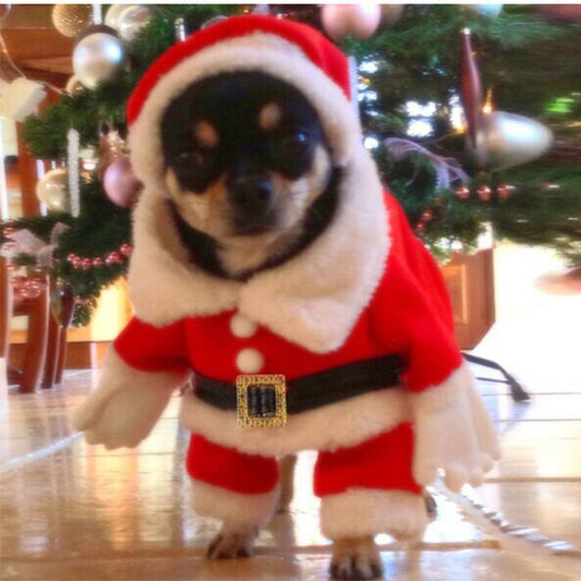 KFX-5120957 Three-Dimensional Christmas Suit for Pets with Hat - Festive Fleece and Velvet Outfit