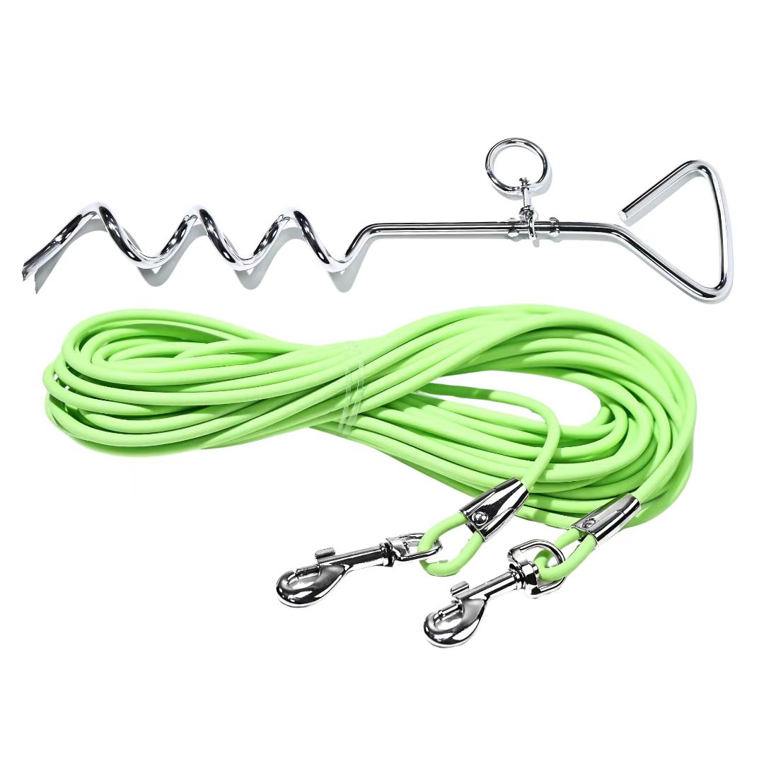 KFX-5122365 Ground Stake Fixed Dog Leash with 30 Feet of Freedom for Secure Outdoor Play