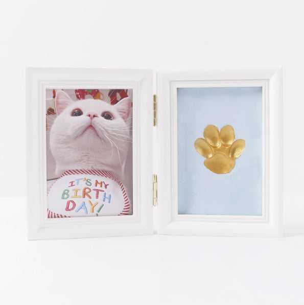 KFX-5122749 Solid Wood Photo Frame with Cat Palm Print – Multiple Colors Available
