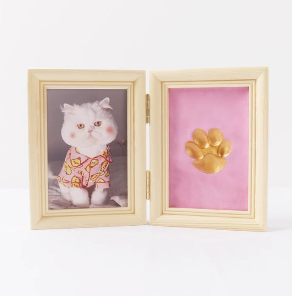 KFX-5122749 Solid Wood Photo Frame with Cat Palm Print – Multiple Colors Available