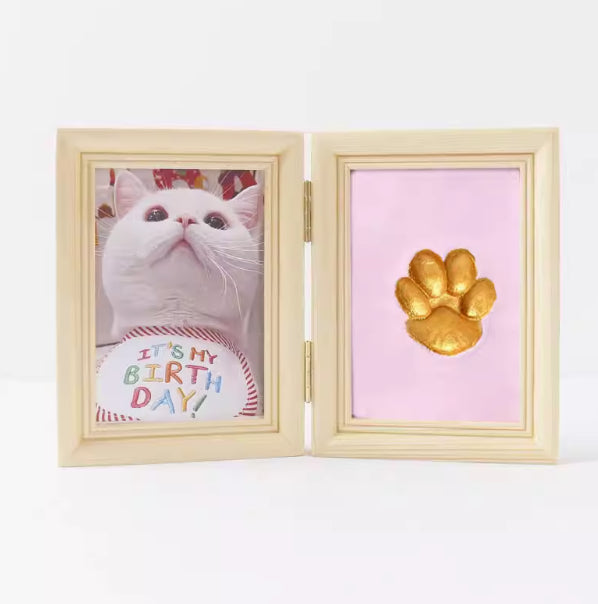 KFX-5122749 Solid Wood Photo Frame with Cat Palm Print – Multiple Colors Available