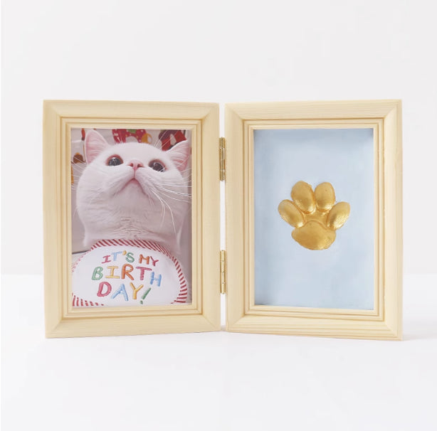 KFX-5122749 Solid Wood Photo Frame with Cat Palm Print – Multiple Colors Available