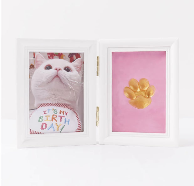 KFX-5122749 Solid Wood Photo Frame with Cat Palm Print – Multiple Colors Available