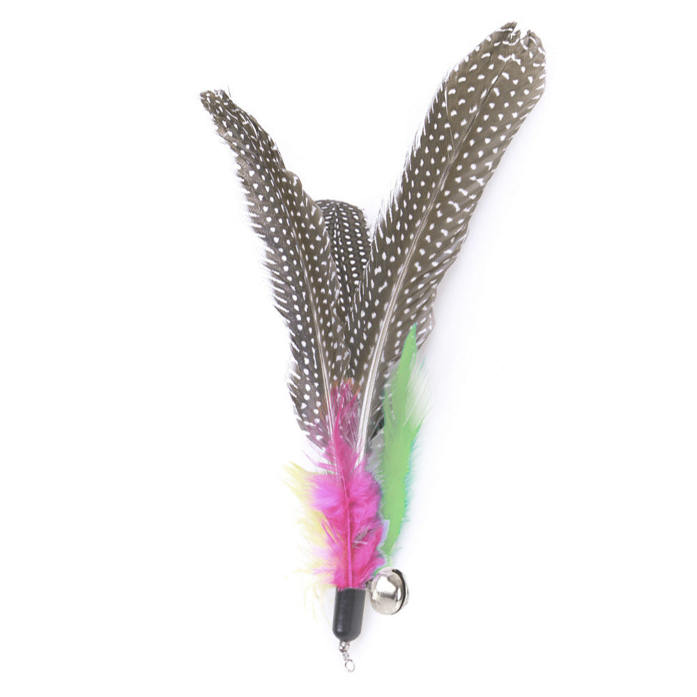 KFX-5123389 Retractable Feather Bell Cat Toy Fishing Head Replacement Set, 12 Pieces