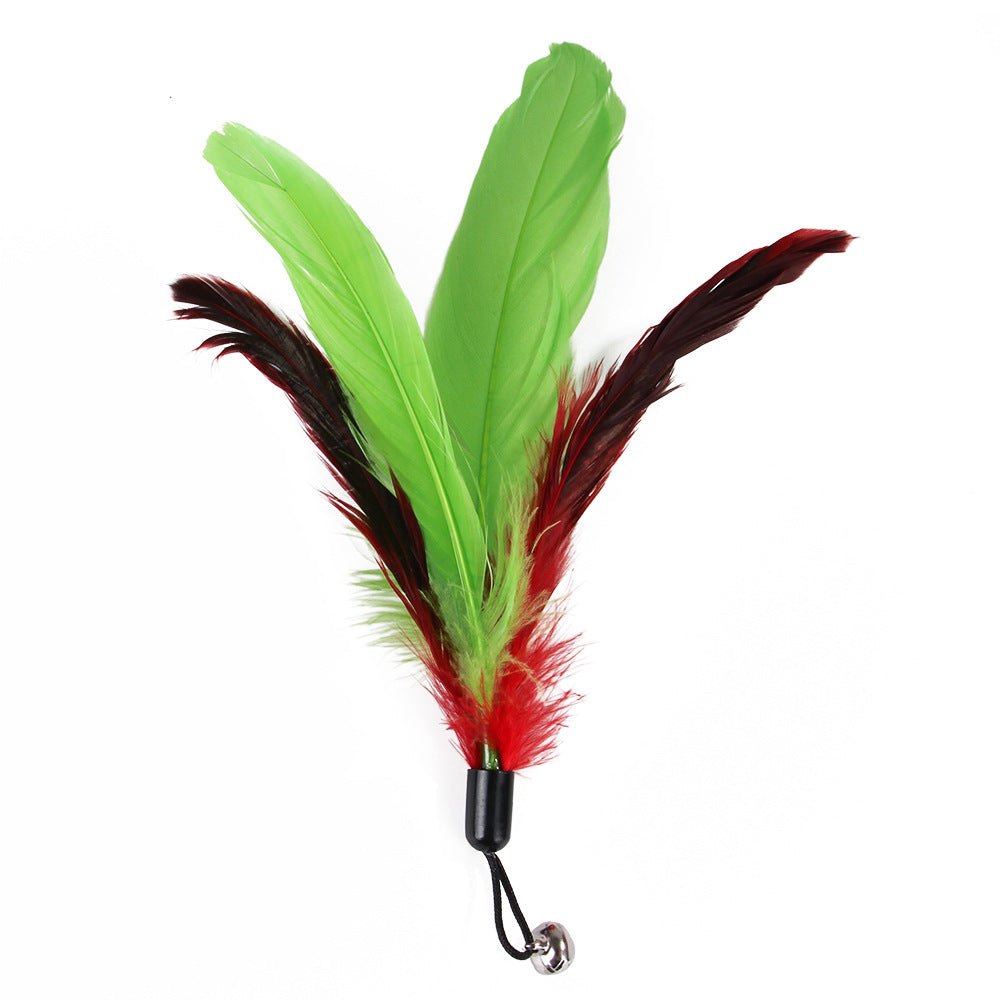 KFX-5123389 Retractable Feather Bell Cat Toy Fishing Head Replacement Set, 12 Pieces