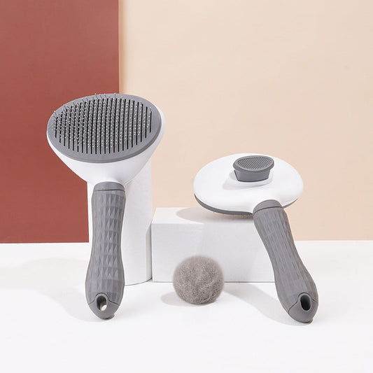 KFX-5124157 Pet Grooming Device for Cats and Dogs - Comfortable Detachable Bristle Comb for Long Hair Care and Massage