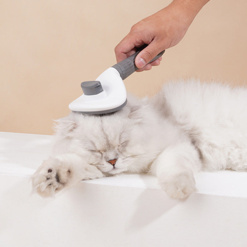 KFX-5124157 Pet Grooming Device for Cats and Dogs - Comfortable Detachable Bristle Comb for Long Hair Care and Massage