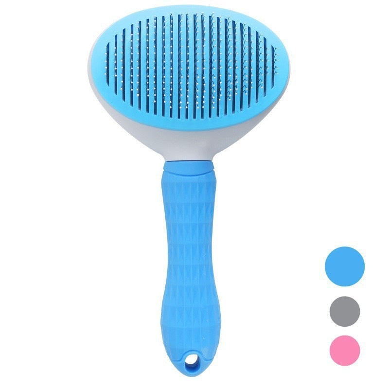 KFX-5124157 Pet Grooming Device for Cats and Dogs - Comfortable Detachable Bristle Comb for Long Hair Care and Massage