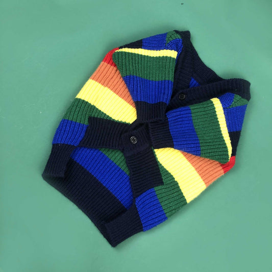 KFX-5126333 Rainbow Striped Dog Cardigan in Blue and Red Colors, Various Sizes Available