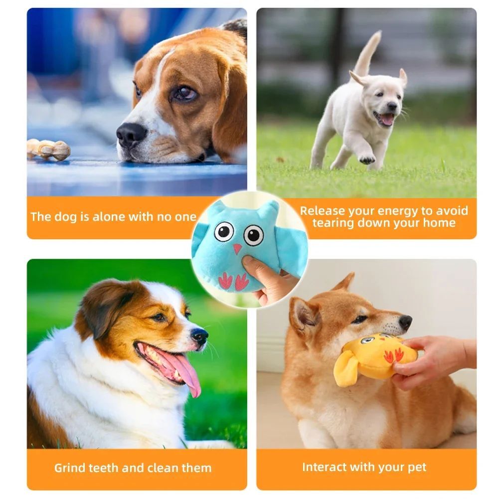 KFX-5127997 Plush Animal Shape Squeaky Toy for Dogs – Bite Resistant PP Cotton Toy for Small and Large Dogs