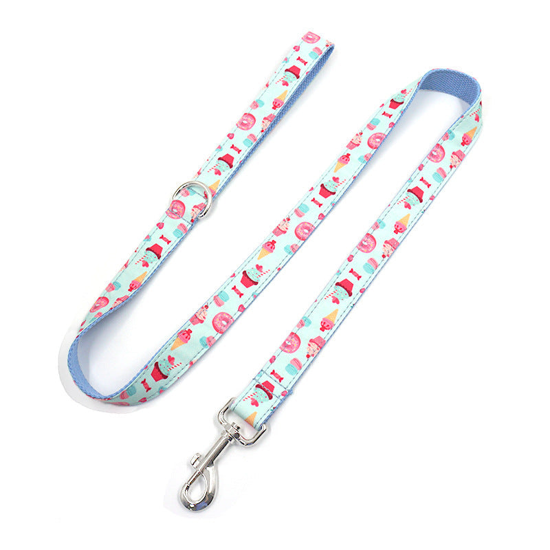 KFX-5128125 Macaron Pet Collar and Leash Set with Cute Bow – Adjustable Sizes Available