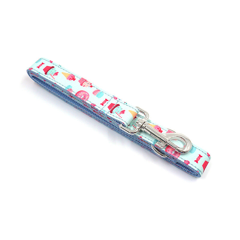 KFX-5128125 Macaron Pet Collar and Leash Set with Cute Bow – Adjustable Sizes Available