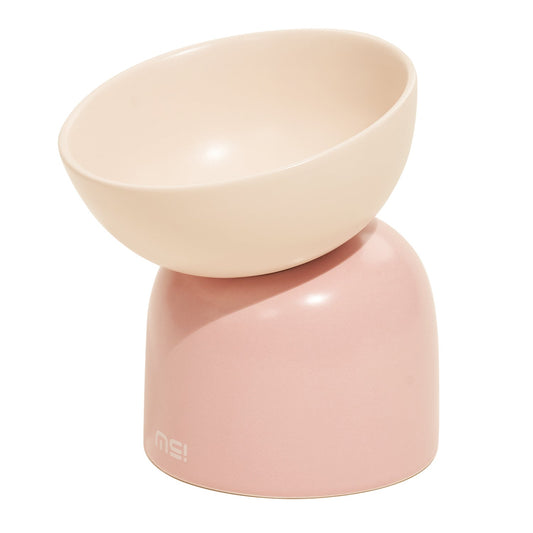 KFX-5128509 Elevated Ceramic Cat Bowl with Oblique Mouth Design for Improved Comfort and Spill Prevention