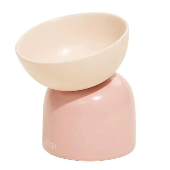 KFX-5128509 Elevated Ceramic Cat Bowl with Oblique Mouth Design for Improved Comfort and Spill Prevention