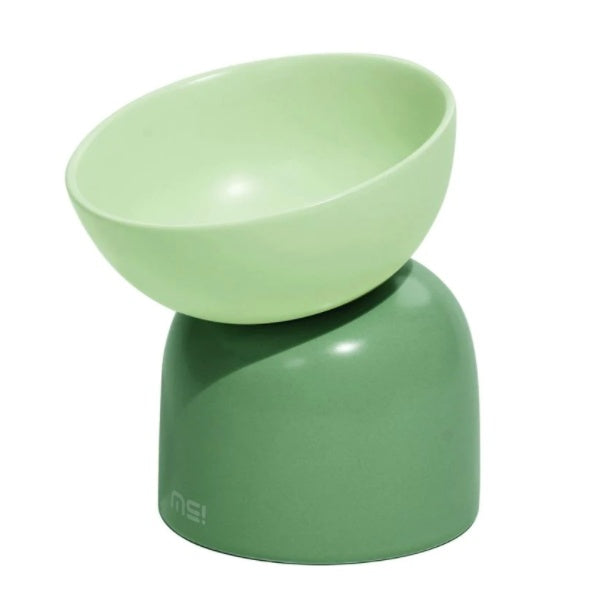 KFX-5128509 Elevated Ceramic Cat Bowl with Oblique Mouth Design for Improved Comfort and Spill Prevention