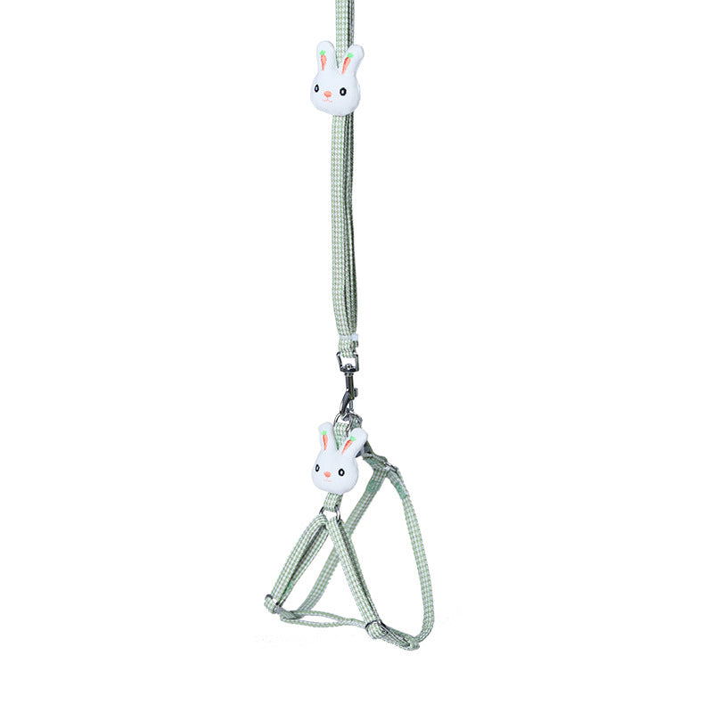 KFX-5129789 Houndstooth Rabbit Design Chest Strap for Small Dogs with Polyester Traction Rope