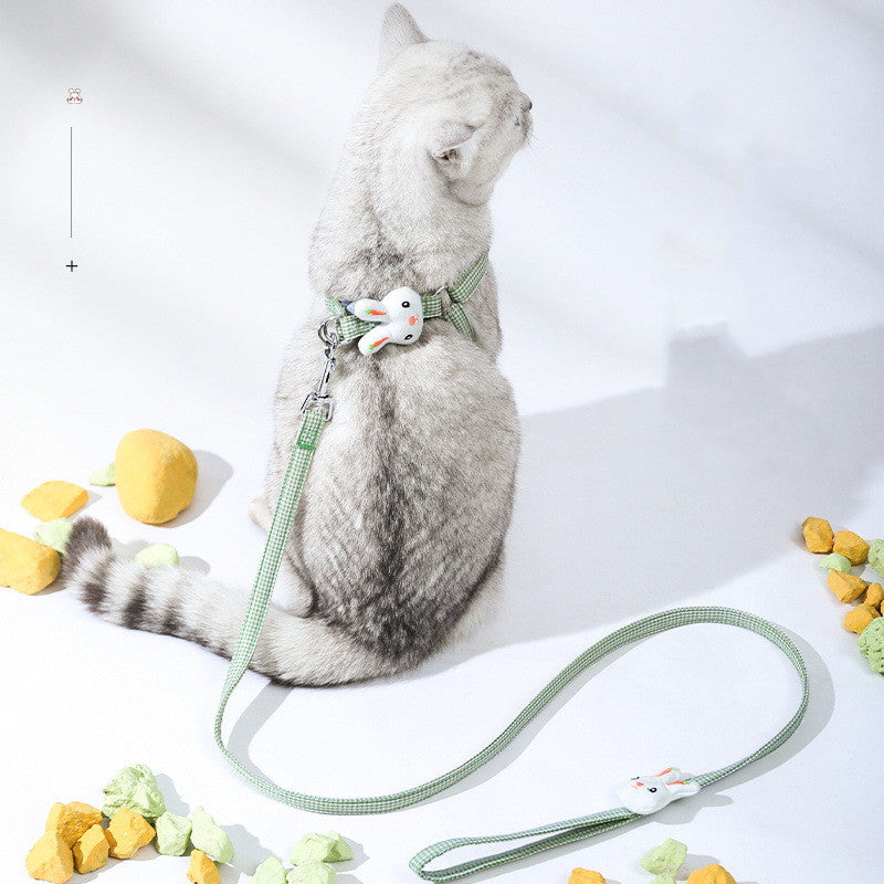 KFX-5129789 Houndstooth Rabbit Design Chest Strap for Small Dogs with Polyester Traction Rope