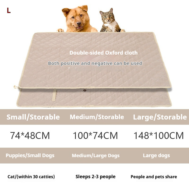 KFX-5130173 Universal Portable Pet Mat for Dogs and Cats - Waterproof Double-Sided Fabric in Grey and Apricot