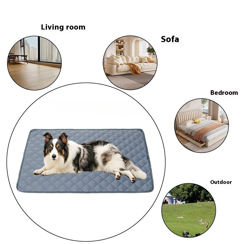 KFX-5130173 Universal Portable Pet Mat for Dogs and Cats - Waterproof Double-Sided Fabric in Grey and Apricot