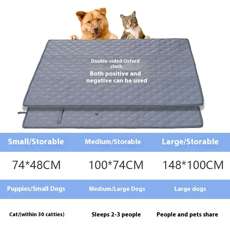 KFX-5130173 Universal Portable Pet Mat for Dogs and Cats - Waterproof Double-Sided Fabric in Grey and Apricot