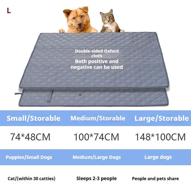 KFX-5130173 Universal Portable Pet Mat for Dogs and Cats - Waterproof Double-Sided Fabric in Grey and Apricot