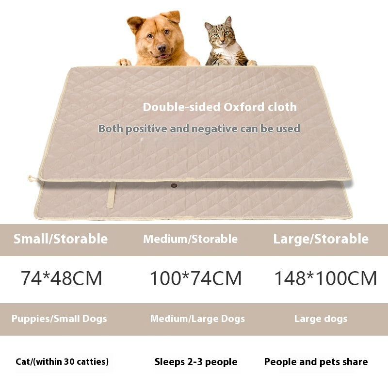 KFX-5130173 Universal Portable Pet Mat for Dogs and Cats - Waterproof Double-Sided Fabric in Grey and Apricot