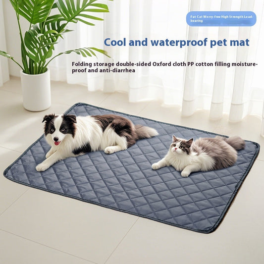 KFX-5130173 Universal Portable Pet Mat for Dogs and Cats - Waterproof Double-Sided Fabric in Grey and Apricot
