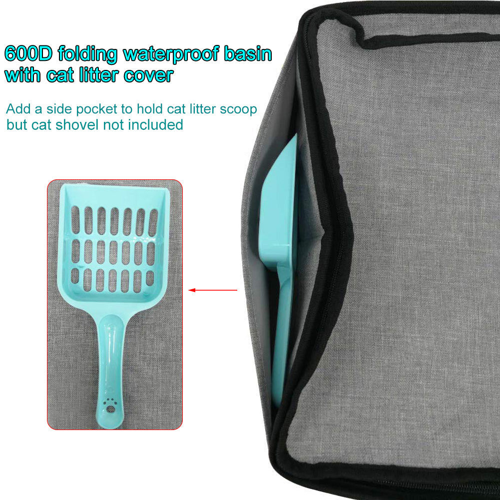 KFX-5131965 Foldable Waterproof Cat Litter Box with Lid - Available in Three Sizes