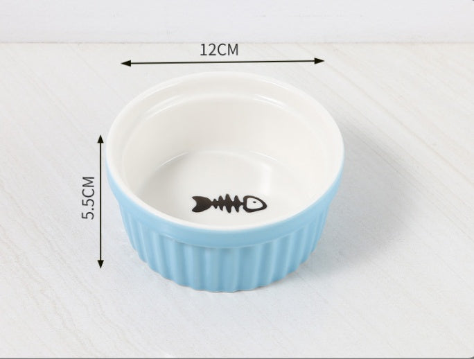 KFX-5134269 Bamboo and Wood Pet Bowl Stand with Double Ceramic Bowls for Cats and Small Dogs