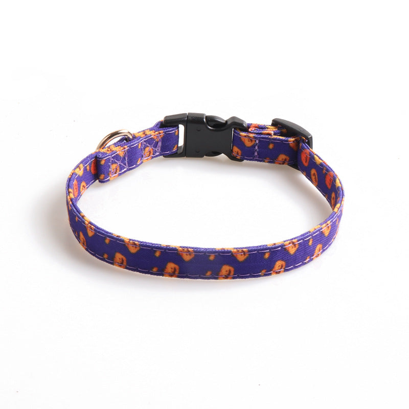 KFX-5136061 Halloween Pet Collar with Bowknot and Pumpkin Ghost Patterns - Adjustable Sizes Available
