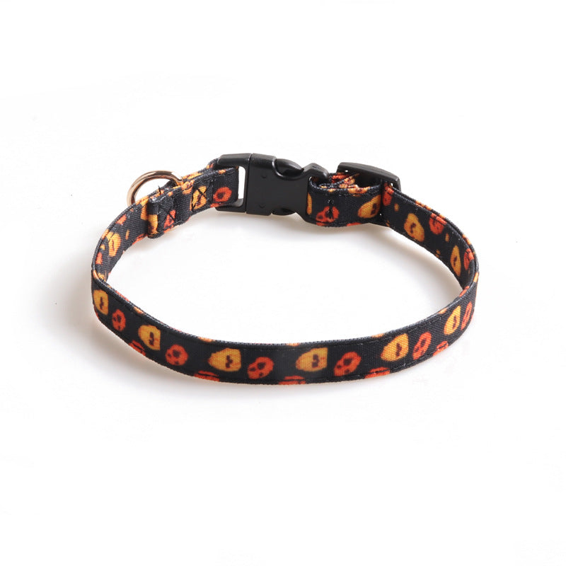 KFX-5136061 Halloween Pet Collar with Bowknot and Pumpkin Ghost Patterns - Adjustable Sizes Available