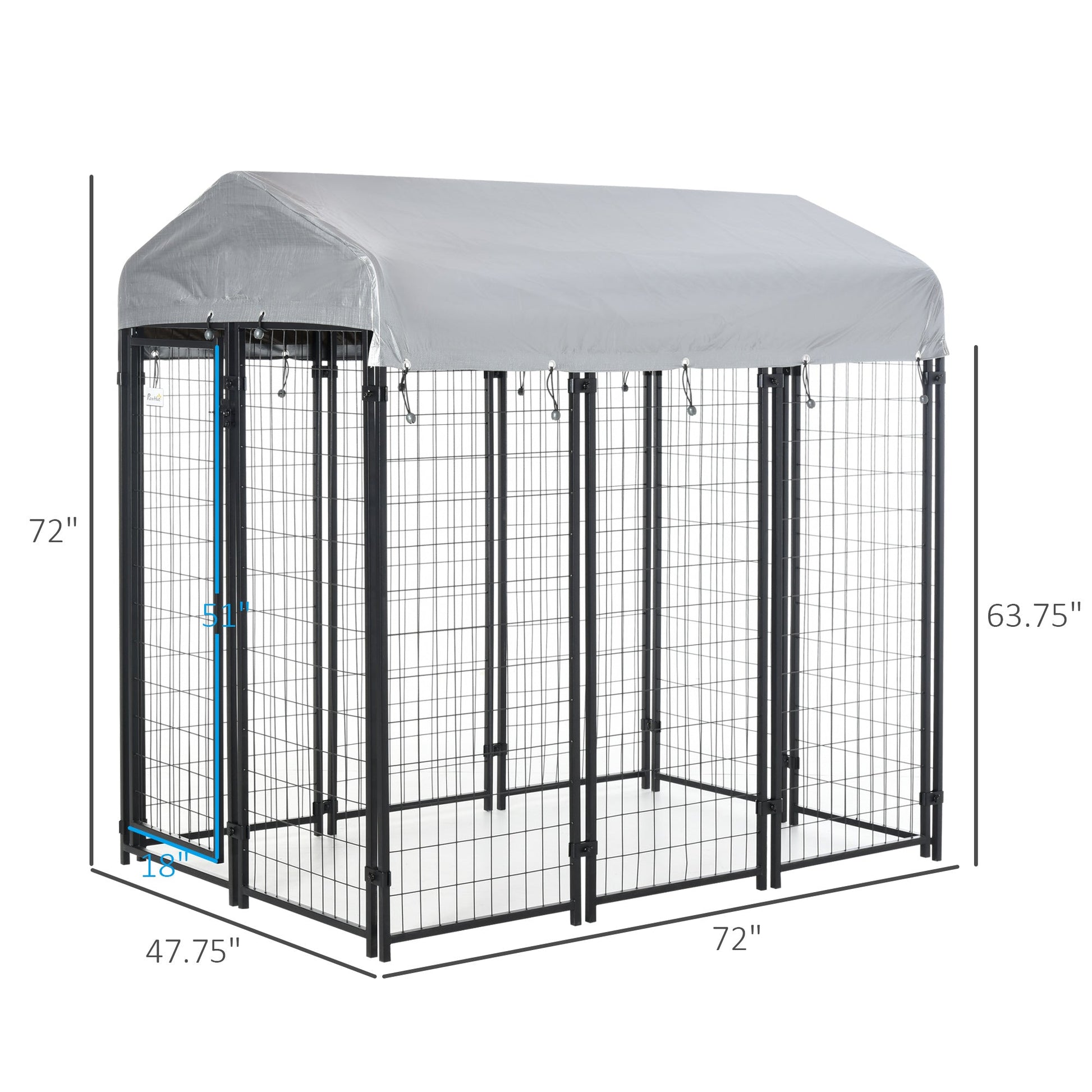 KFX-5137725 Large Outdoor Dog Kennel with Galvanized Steel Frame and UV-Resistant Roof Cover
