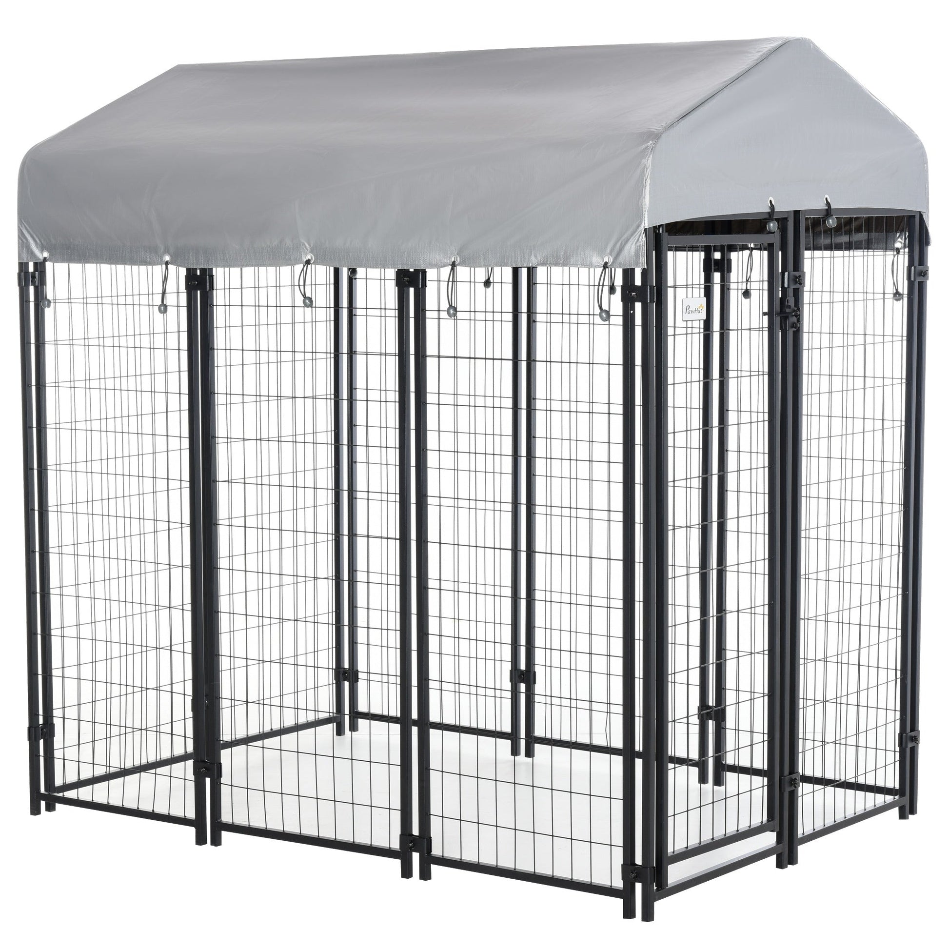 KFX-5137725 Large Outdoor Dog Kennel with Galvanized Steel Frame and UV-Resistant Roof Cover