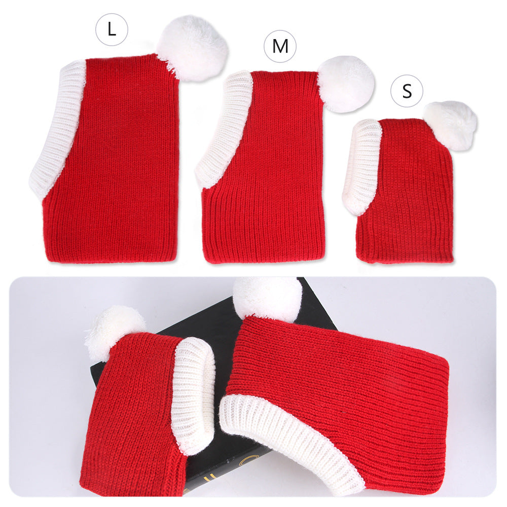 KFX-5138237 Dog Headgear for Halloween and Christmas - Casual Wool Tie-Dye Style in Red, Available in S, M, L