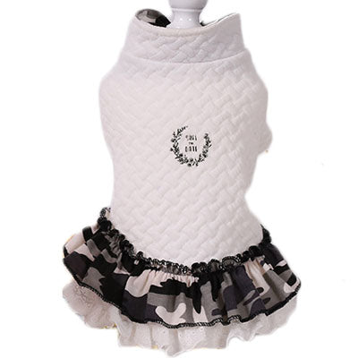 KFX-5138493 Comfortable Cotton Dog Skirt with Hood in Pink and Green - Cozy Casual Wear for Pets