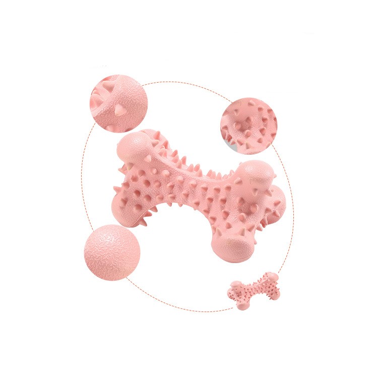 KFX-5140669 Durable Natural Rubber Bone Dog Toy for Medium and Large Dogs - Promotes Dental Health and Fresh Breath