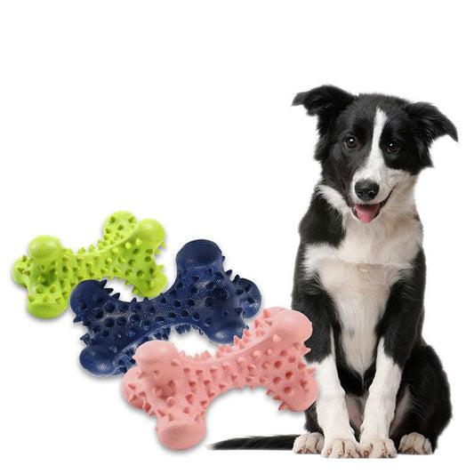 KFX-5140669 Durable Natural Rubber Bone Dog Toy for Medium and Large Dogs - Promotes Dental Health and Fresh Breath
