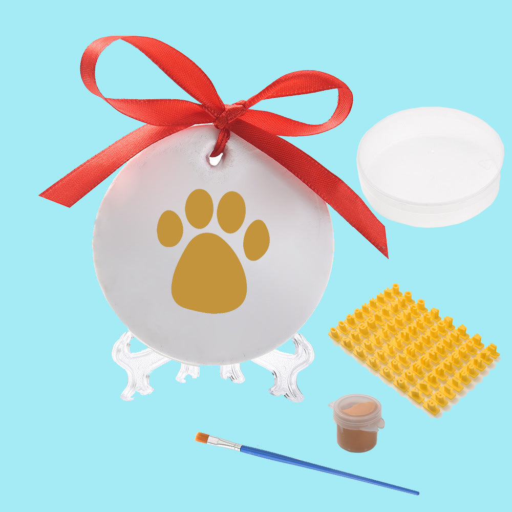 KFX-5141309 Pet Paw Print Ink Pad Set for Cats and Dogs - Includes 2 Ink Pads, Mold, Ribbon, and Text Printing Plate