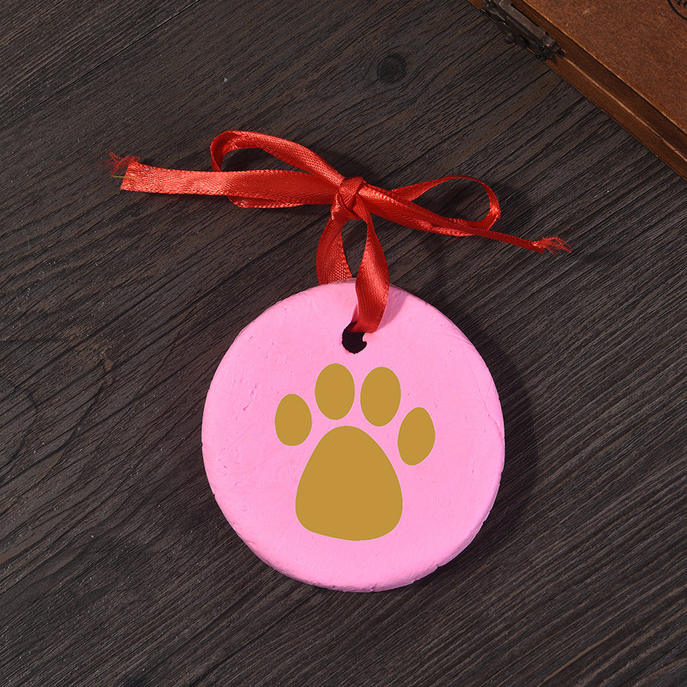 KFX-5141309 Pet Paw Print Ink Pad Set for Cats and Dogs - Includes 2 Ink Pads, Mold, Ribbon, and Text Printing Plate