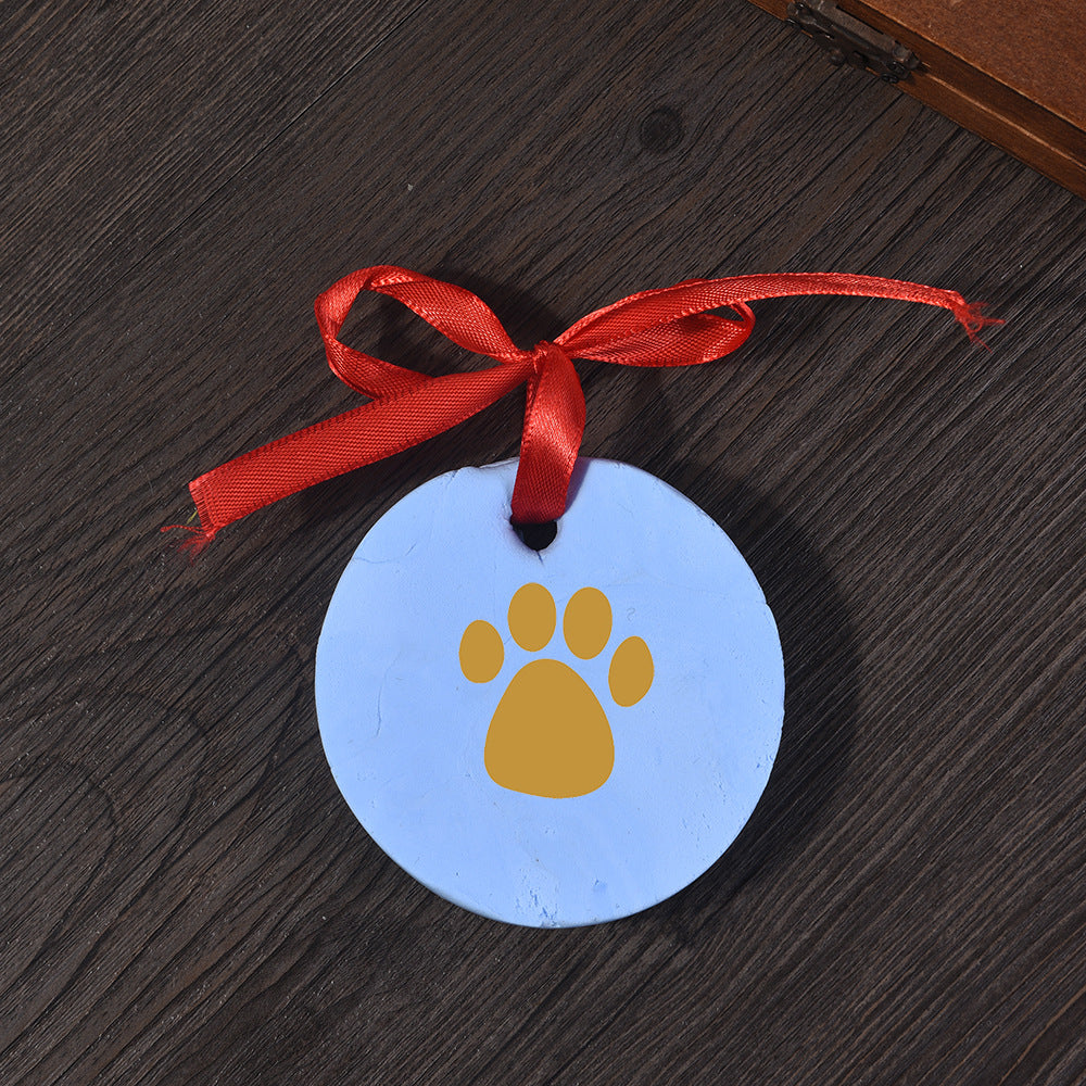 KFX-5141309 Pet Paw Print Ink Pad Set for Cats and Dogs - Includes 2 Ink Pads, Mold, Ribbon, and Text Printing Plate