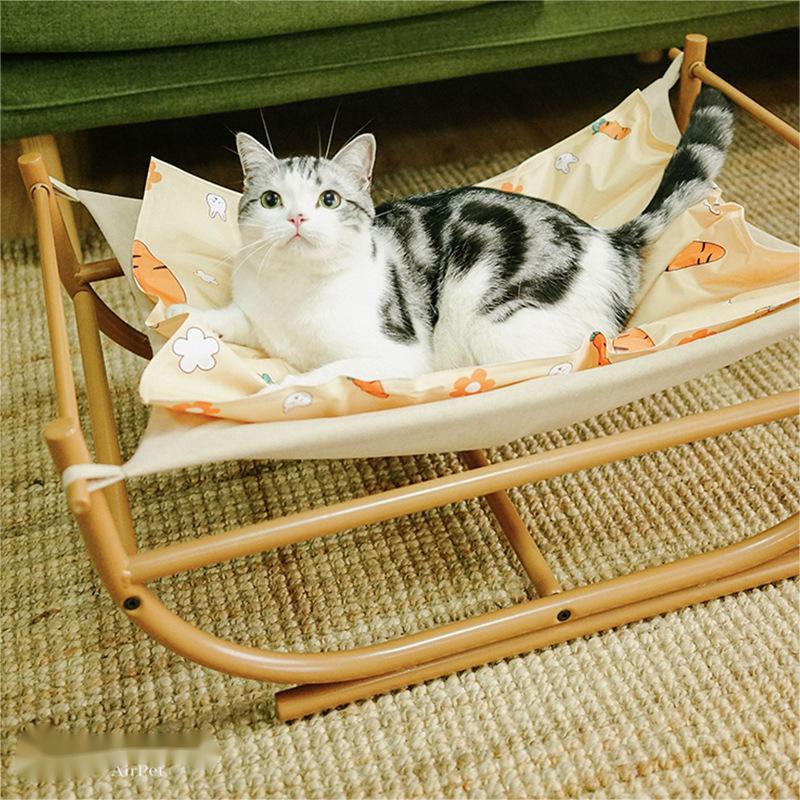 KFX-5141437 Iron Cat Hammock Pet Sofa Bed - Milk Tea, Chocolate, or Color Options with Replacement Mat