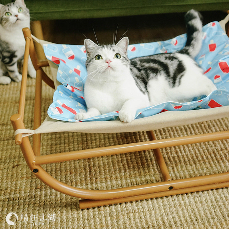 KFX-5141437 Iron Cat Hammock Pet Sofa Bed - Milk Tea, Chocolate, or Color Options with Replacement Mat