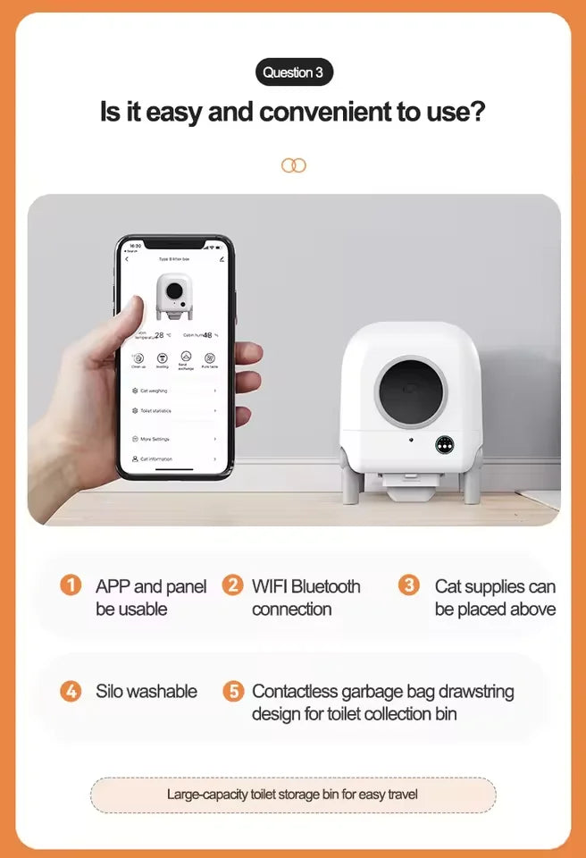KFX-514323 Smart Self-Cleaning Cat Litter Box with WiFi Control and App Access, Eco-friendly Design